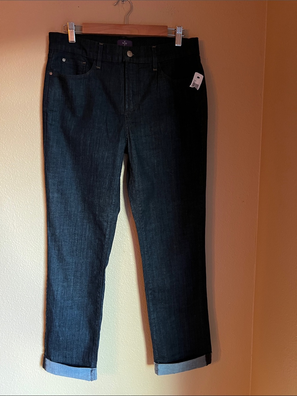 NYDJ Dark Blue Jeans Marilyn Straight Cuffed 10 NWT